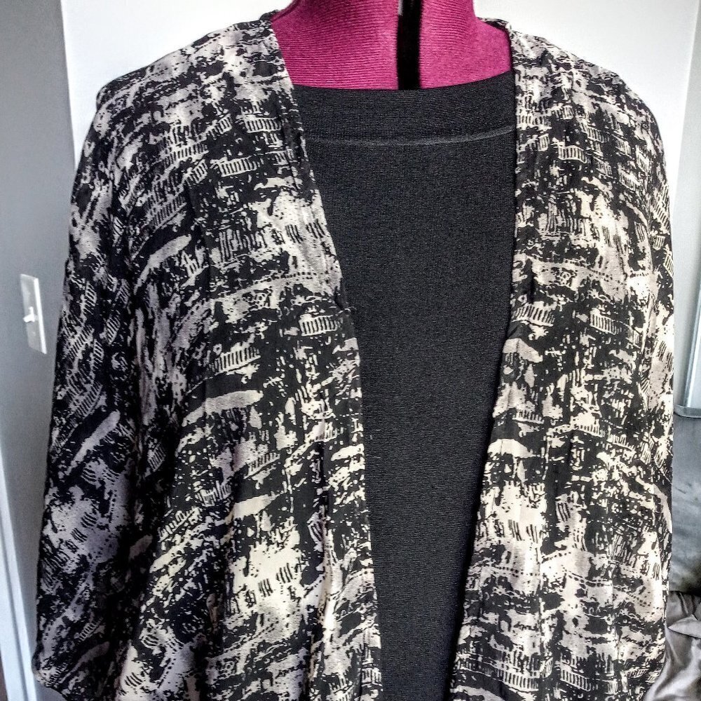 Marina Luna Black & Ivory Sheer Shrug